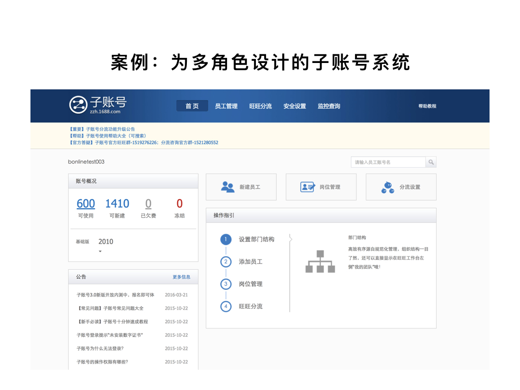 案例：為多角色設(shè)計的的子賬號系統(tǒng)